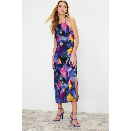 Trendyol Multicolored Halter Neck Midi Patterned Woven Dress Slike