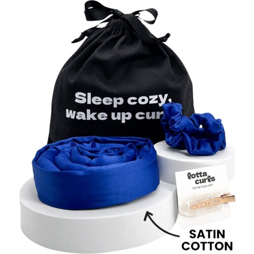 Lotta Curls Satin Cotton set s trakom za kodranje las - Blue Cene