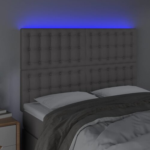  LED uzglavlje sivo 144x5x118/128 cm od umjetne kože Slike