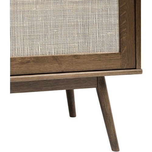 Unique Furniture Temno rjava nizka komoda v hrastovem dekorju z drsnimi vrati 180x80 cm Barrali &amp;ndash; Slike