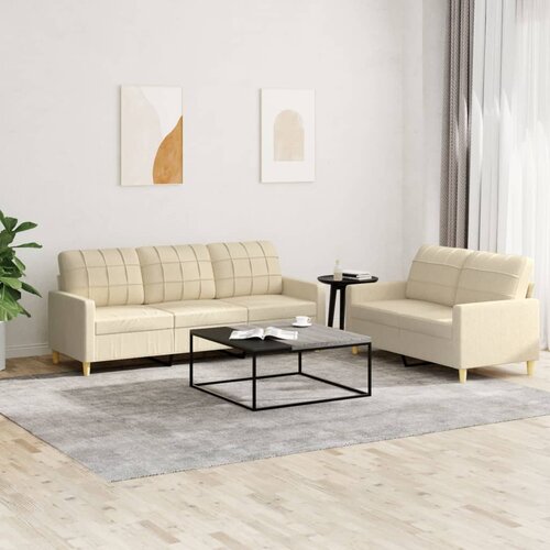 2-dijelni set sofa s jastucima krem od tkanine Cijene