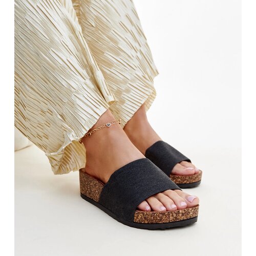 Gemre Black cork wedge flip-flops Naifene Slike