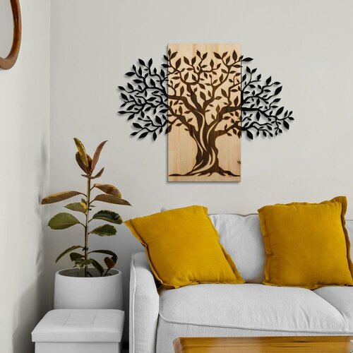 Wallxpert Arbre de Vie-1 NaturalBlack Decorative Wooden Wall Accessory Slike