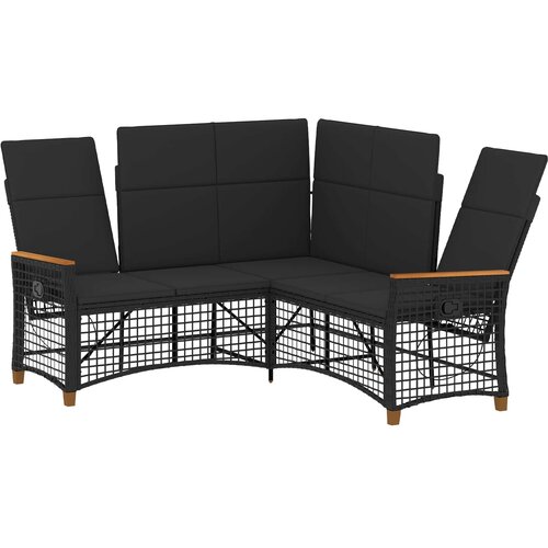  Vrtni set sofe za opu&amp;scaron;tanje Podesiva Crna 164 x 164 x 112 cm Slike