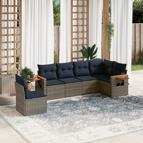 vidaXL 6-dijelni set vrtnih sofa od poliratana s jastucima sivi Cijene