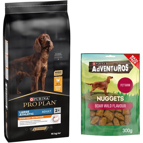 Pro Plan PURINA suha pasja hrana 14 kg + Adventuros Nuggets priboljški 300 g gratis! - Large Athletic Adult Everyday Nutrition Cene