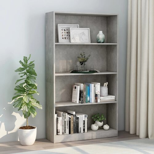 The Living Store Knjižna omara 4-nadstropna betonsko siva 80x24x142 cm - Knjižna Omarica, (21431448) Slike