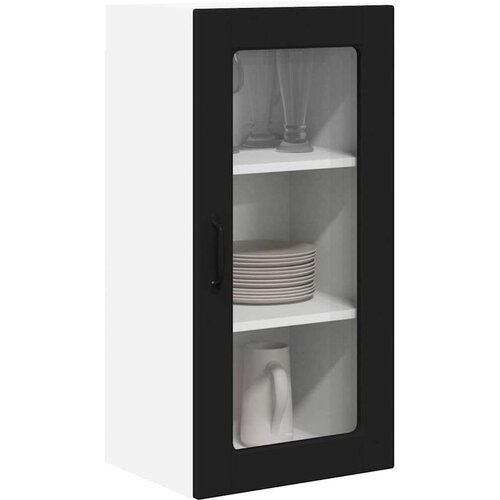 VidaXL zidni kuhinjski ormarić s policom 2 pcs crna 40 x 31 x 80 cm Slike
