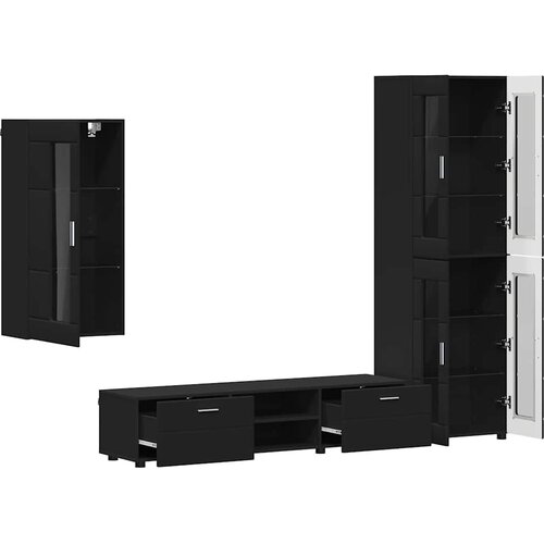  Set TV komoda FLORIN 3 kom. Crna Konstruirano drvo Slike