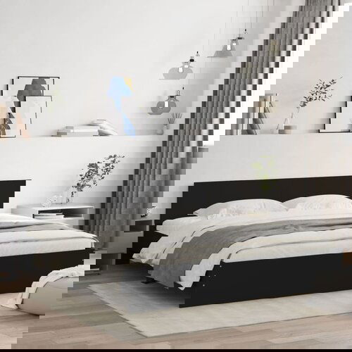 Furnova Posteljni okvir z vzglavjem črn 200x200 cm, (21937663) Slike