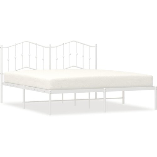 vidaXL kovinski posteljni okvir z vzglavjem bel 183x213 cm, (21142775) Cene