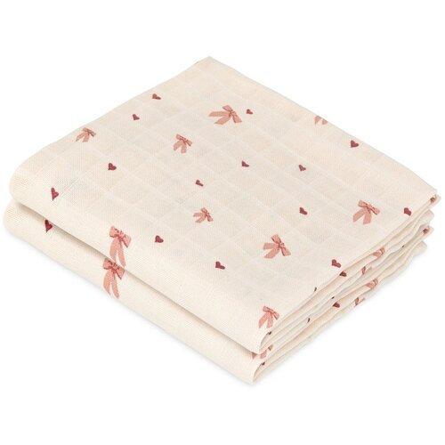 CamCam Copenhagen Rožnate/bež plenice v kompletu 2 ks iz muslina 70x70 cm Bows &amp;ndash; Slike