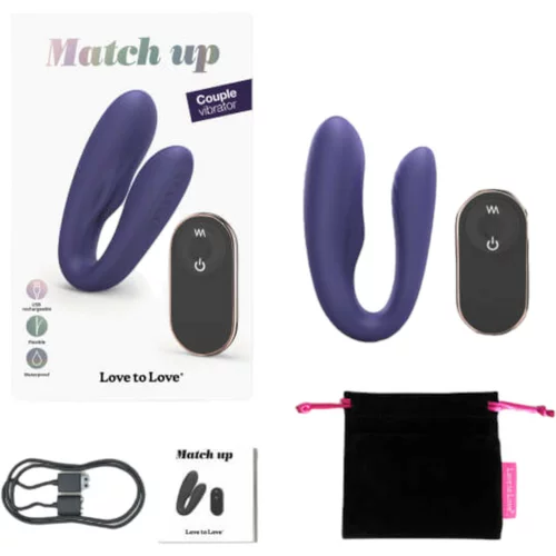 ove to Love LMatch up - vibrator za pare z radijskim upravljanjem za polnjenje (vijolična)