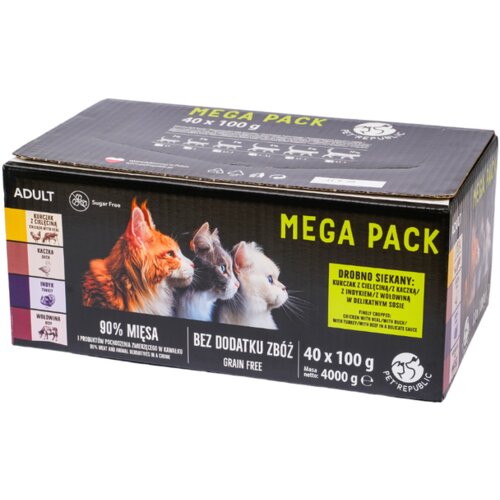 Pet Republic Kesice 40x100g – Ukusni obroci za mačke svih rasa (piletina, teletina, pačetina, ćuretina, govedina) Cene