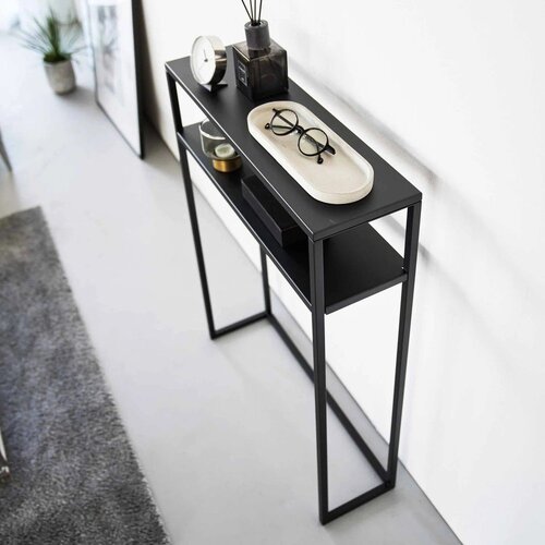 YAMAZAKI Črna kovinska stranska mizica 18x60 cm Tower &amp;ndash; Slike