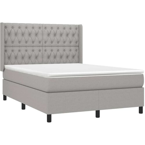  Krevet box spring s madracem svjetlosivi 140x200 cm od tkanine Slike