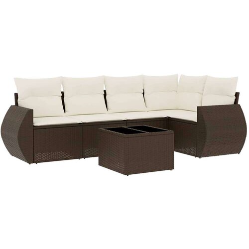 VidaXL 6-dijelni set vrtnih sofa od poliratana s jastucima smeđi Slike