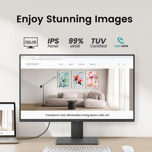 BenQ GW2491 LCD zaslon Energetska učinkovitost 2021 E (A - G) 60.5 cm (23.8 palac) 1920 x 1080 piksel 16:9 5 ms HDMI&amp;trade;, D Slike