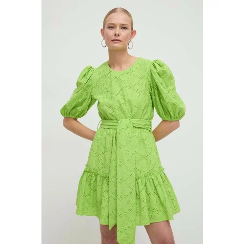Silvian_Heach Bombažna obleka zelena barva