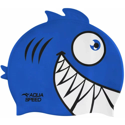 AQUA SPEED Kids's Swimming Cap ZOO Pirana 01 Navy Blue