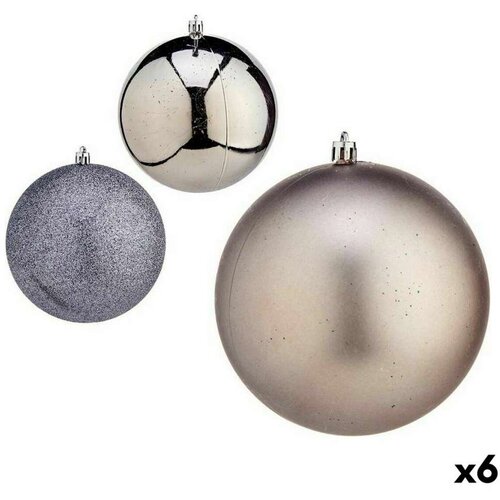  Set božićnih kuglica Srebrna Plastika &amp;Oslash; 12 cm (6 kom.) Slike