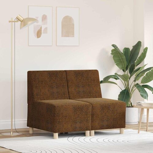 VidaXL sofa stol z blazino 2 pcs rjava 55 cm umetno semi&amp;scaron; usnje Slike