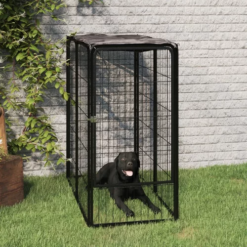 vidaXL Ograda za pse sa 6 panela crna 50 x 100 cm čelik obložen prahom