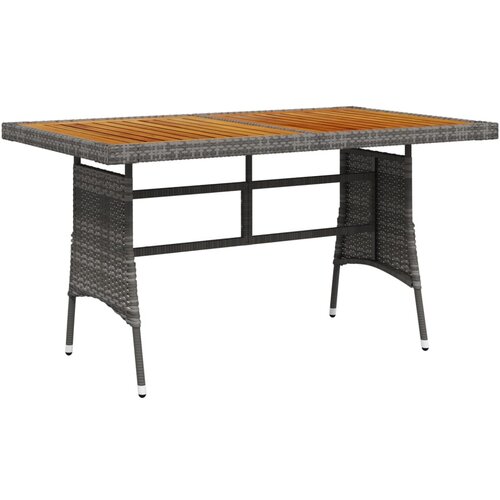 VidaXL vrtna miza siva 130x70x72 cm poli ratan in trden akacijev les Slike