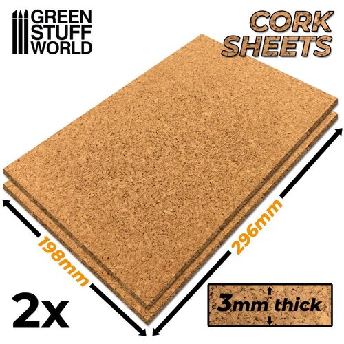 Green Stuff World Cork Sheet 3mm x2 | Pluta ploča 3mm x2 198x298mm Cene