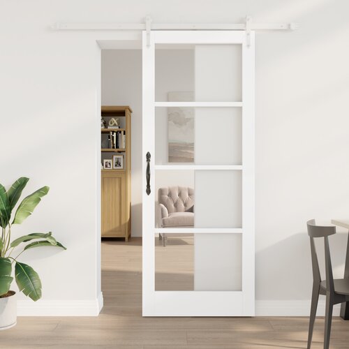 VidaXL Klizna vrata sa hardverskim setom Bijela 83x211 cm Masivna borovina Slike