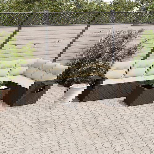 VidaXL 7-dijelni set vrtnih sofa od poliratana s jastucima smeđi Slike