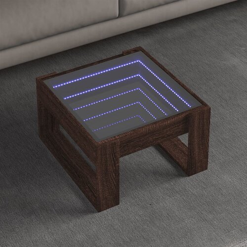 VidaXL Stolić s beskonačnim LED svjetlima boja hrasta 50x53x30 cm Slike