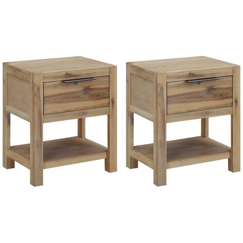 The Living Store Nočna omarica s predali 2 kosa 40x30x48 cm trdna akacija - Nočna Omarica, (21432521) Slike