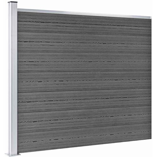  Set panela za ogradu WPC 353 x 146 cm crni Slike