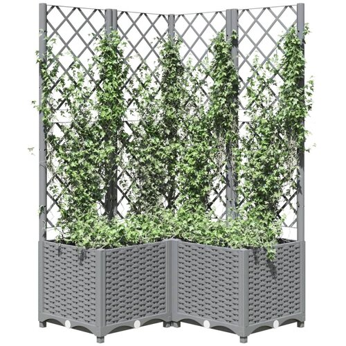  Vrtna sadilica s re&amp;scaron;etkom svjetlosiva 80x80x136 cm PP Slike
