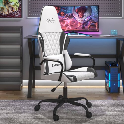 VidaXL Masažni gaming stol Bela in črno umetno usnje Slike