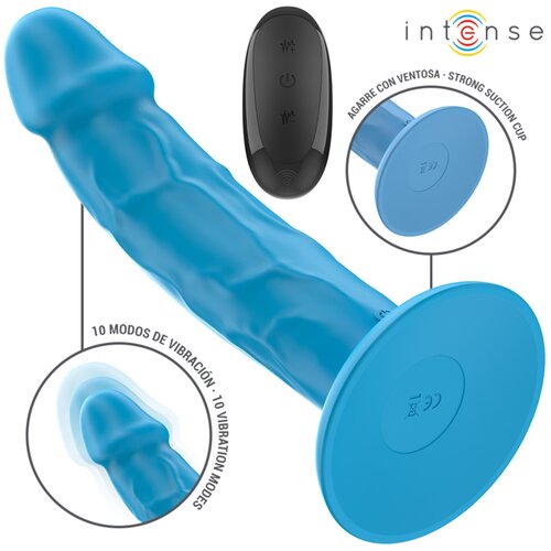 Intense Phoebe Realistic Vibrator with Suction Cup &amp;amp; Remote Control Blue Slike