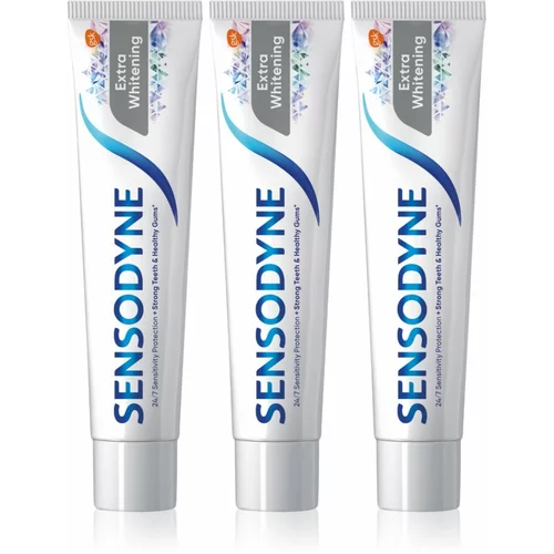 Sensodyne Extra Whitening belilna zobna pasta s fluoridom za občutljive zobe 3x75 ml