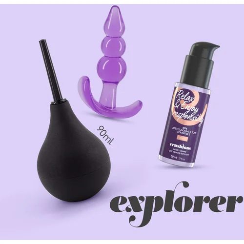 Crushious EXPLORER ANAL DOUCHE 90ML WITH ANAL LUBRICANT 50ML AND THE PLUNGER ANAL PLUG