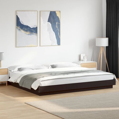  Okvir kreveta s LED svjetlima crni 180x200 cm konstruirano drvo Cene