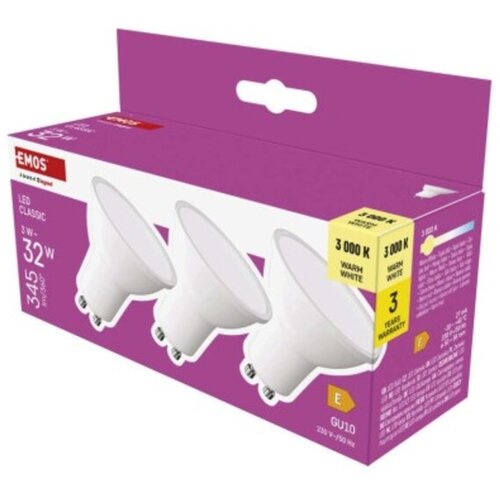 Emos LED žarnica Classic MR16 / GU10 / 3 W (32 W) / 345 lm / Toplo bel ZQ8E12.3 Cene