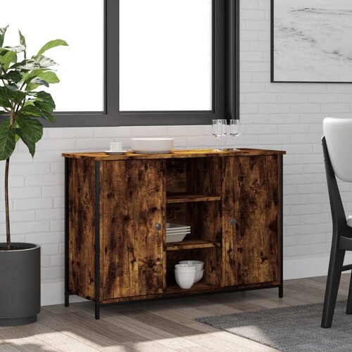  Komoda boja dimljenog hrasta 100 x 35 x 70 cm konstruirano drvo Slike