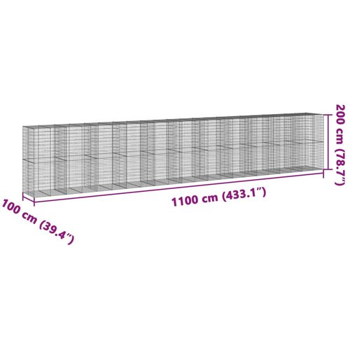  Gabionska ko&amp;scaron;ara s poklopcem 1100x100x200 cm pocinčano željezo Slike