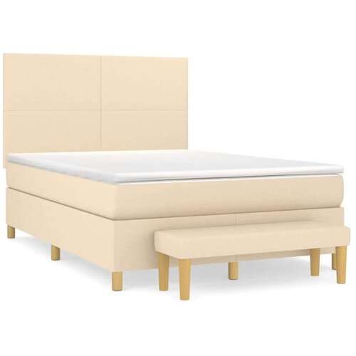 VidaXL Krevet s oprugama i madracem krem 140 x 190 cm od tkanine Slike