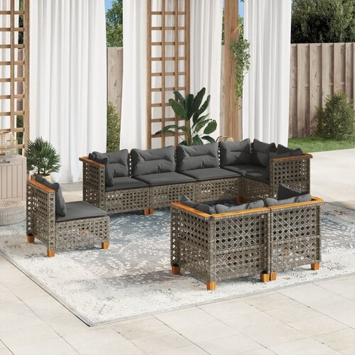 vidaXL 8-dijelni set vrtnih sofa od poliratana s jastucima sivi Cijene
