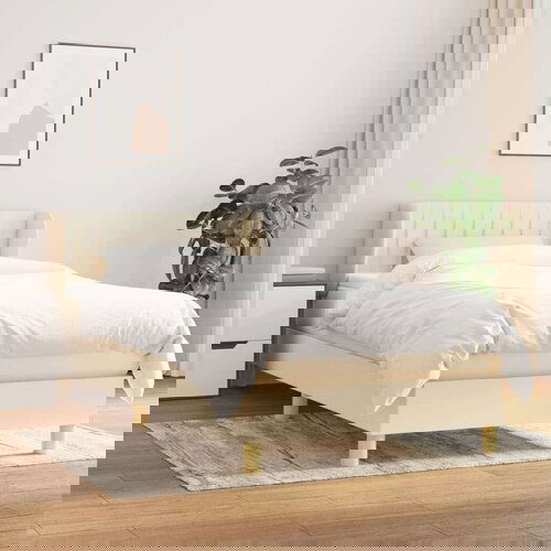  Okvir kreveta s oprugama i madrac krem 80x200 cm od tkanine Slike