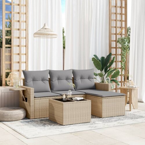 vidaXL 4-dijelni set vrtnih sofa s jastucima bež od poliratana Cijene