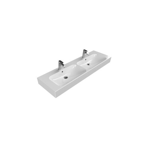 Turkuaz cerastyle pinto white umivaonik (lavabo) 150,5x46,5x13 konzolni i nadgradni sa 2 rupe za bateriju, 2 preliva i 2 korita dupli 80900U Slike