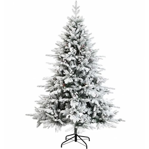  Umjetno božićno drvce s nogom 120 cm PVC i metal - Zelena i bijela 120 cm bez LED svjetala Slike