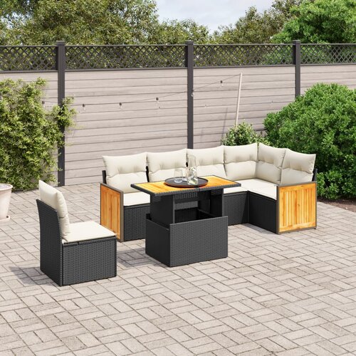 vidaXL 7-dijelni set vrtnih sofa od poliratana s jastucima crni Cijene